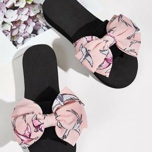 Pink bow slides SHEIN